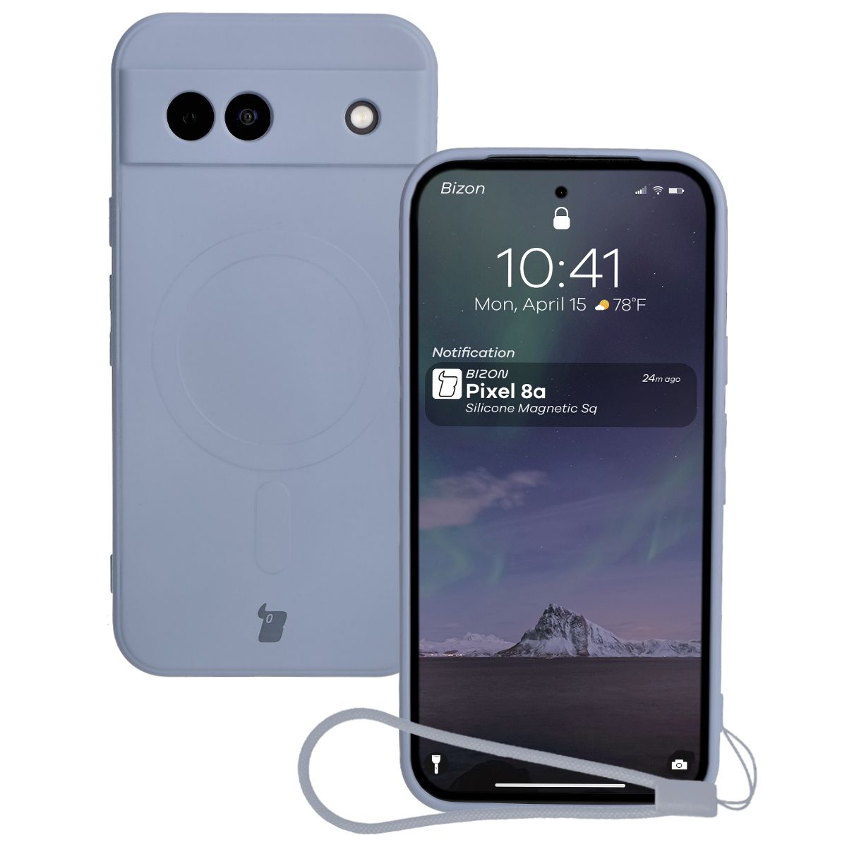 Husă cu inel magnetic Bizon Case Silicone Magnetic Sq pentru Google Pixel 8a