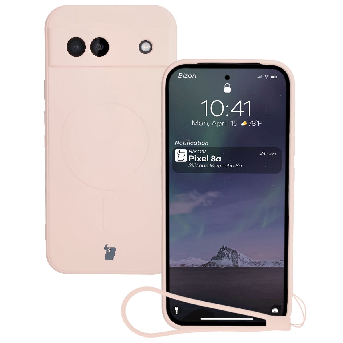 Husă cu inel magnetic Bizon Case Silicone Magnetic Sq pentru Google Pixel 8a