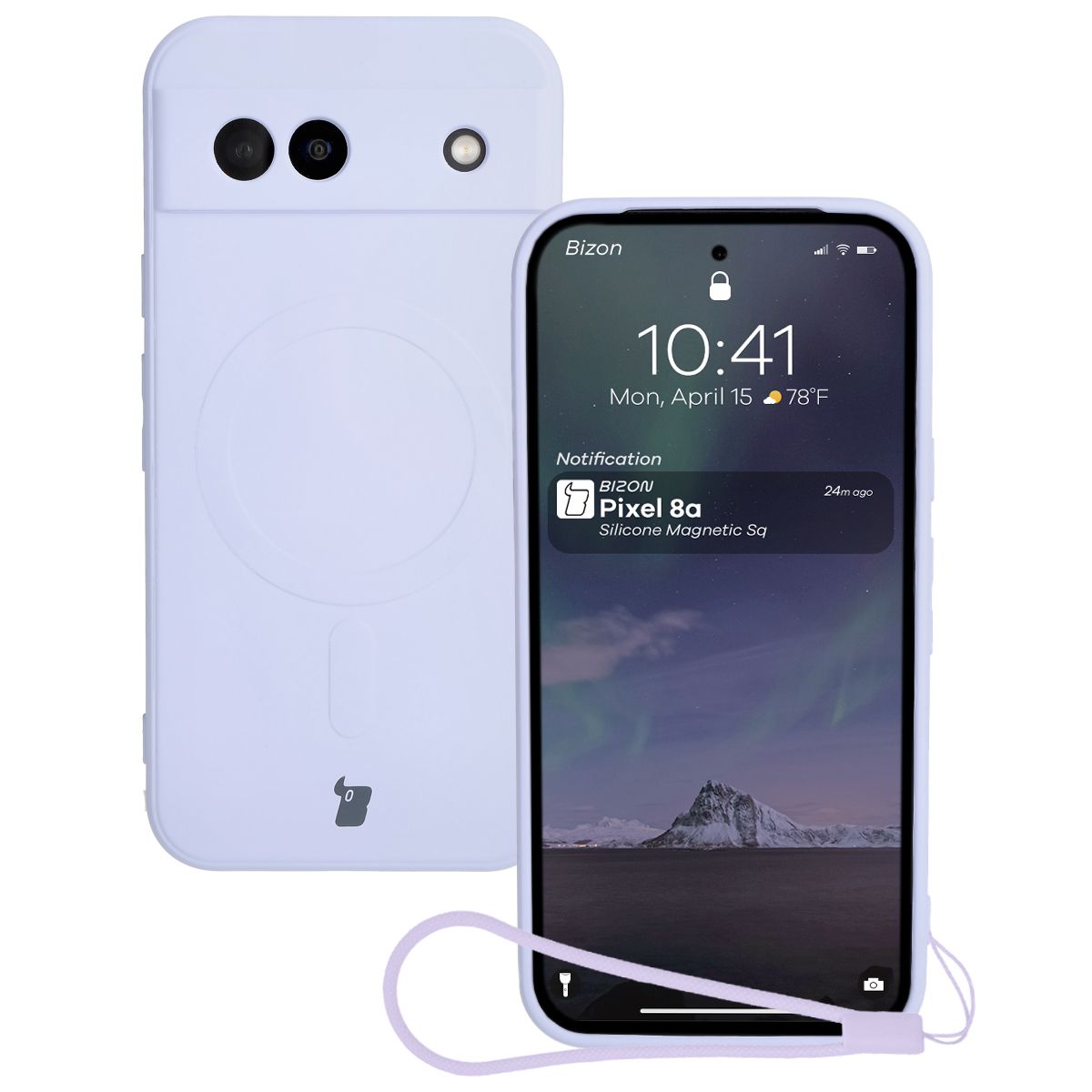 Husă cu inel magnetic Bizon Case Silicone Magnetic Sq pentru Google Pixel 8a