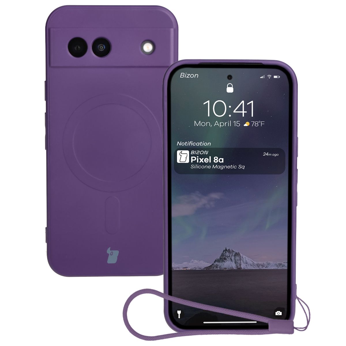 Carcasă cu inel magnetic Bizon Case Silicone Magnetic Sq pentru Google Pixel 8a
