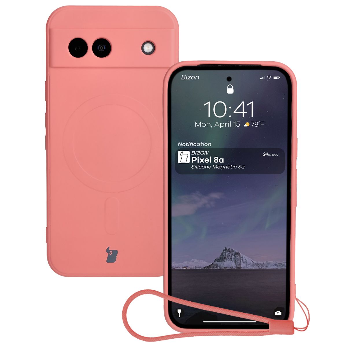 Etui cu inel magnetic Bizon Case Silicone Magnetic Sq pentru Google Pixel 8a