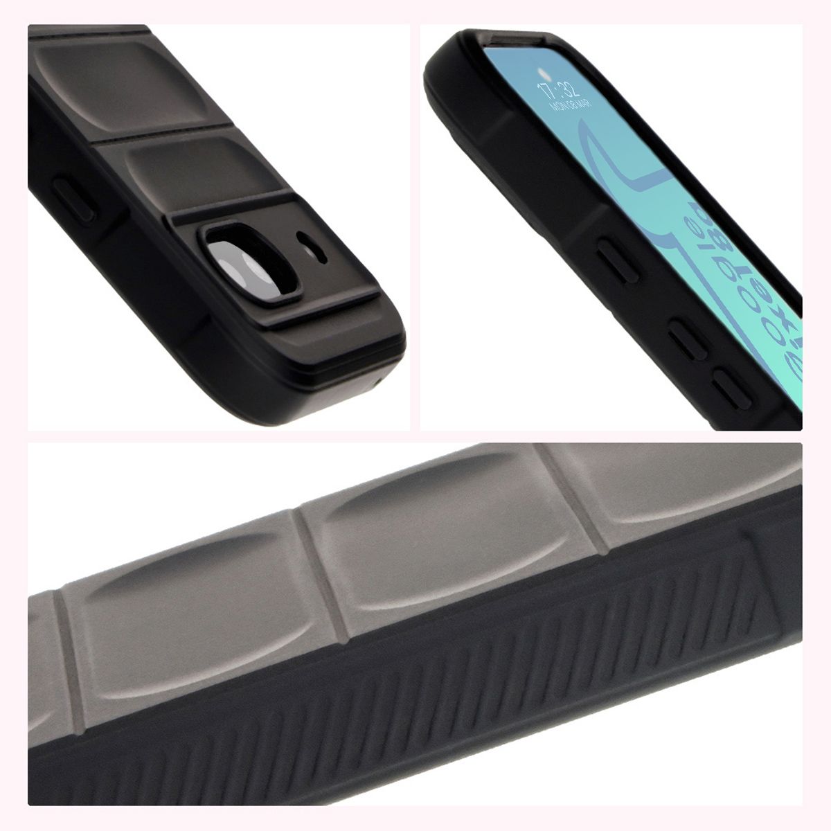 Textured sides and raised edges of the screen and camera in Bison Case Tur