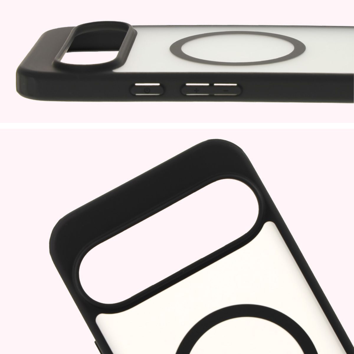 Pełne wycięcie i podwyższone krawędzie aparatu w etui Bizon Case MatteO