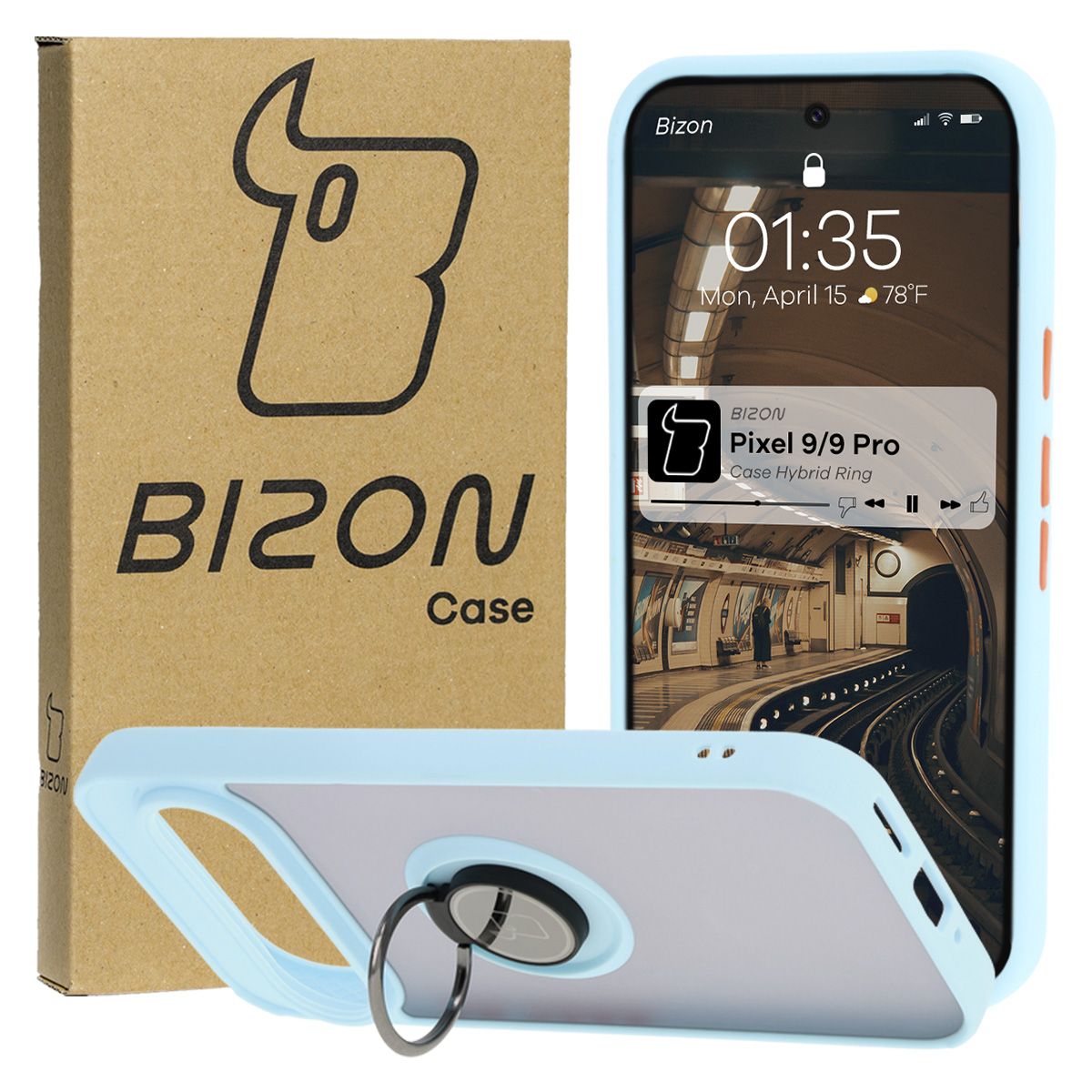 Carcasa cu suport pentru deget Bizon Case Hybrid Ring pentru Google Pixel 9 / 9 Pro