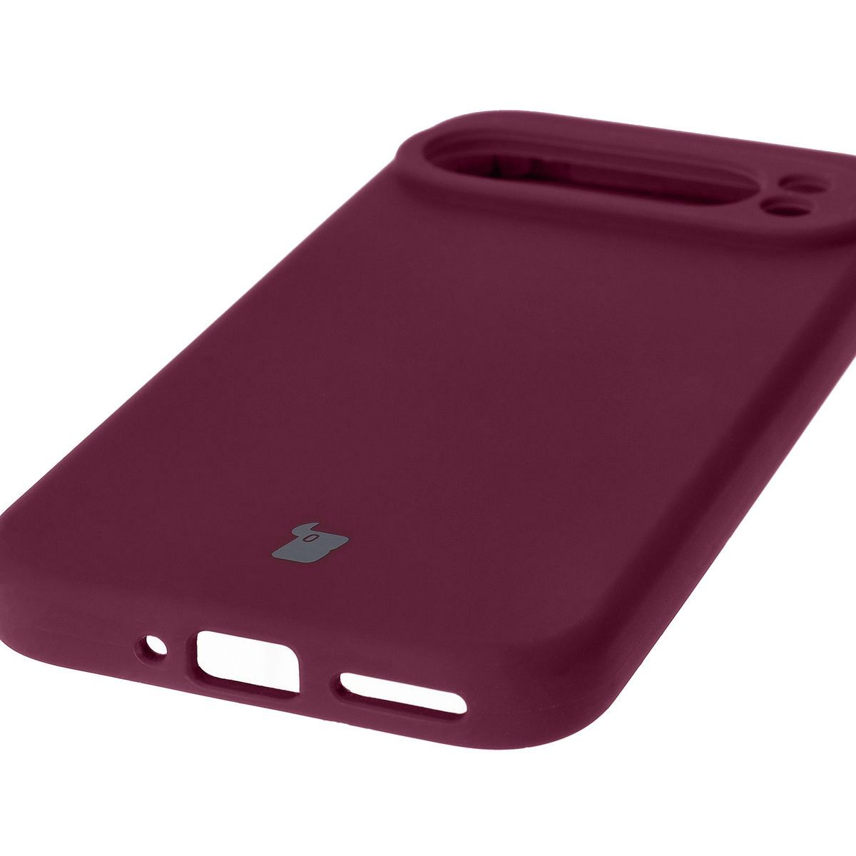 Close-up of precise cutouts and wireless charging capability in Bizon Soft Case
