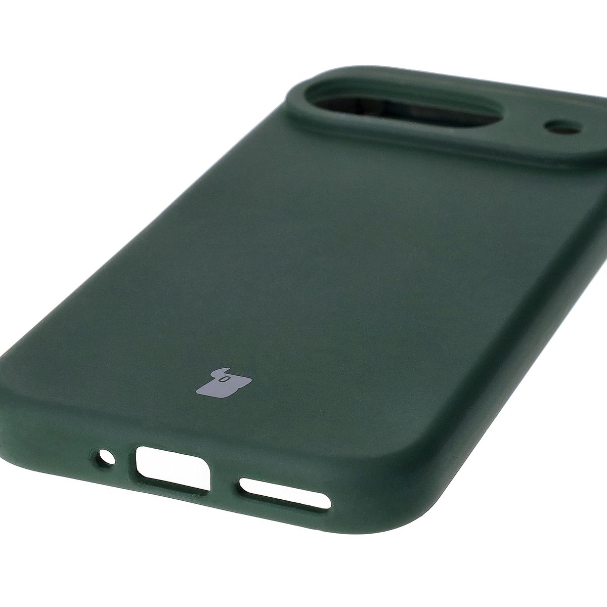 Close-up of precise cutouts and wireless charging capability in Bizon Soft Case