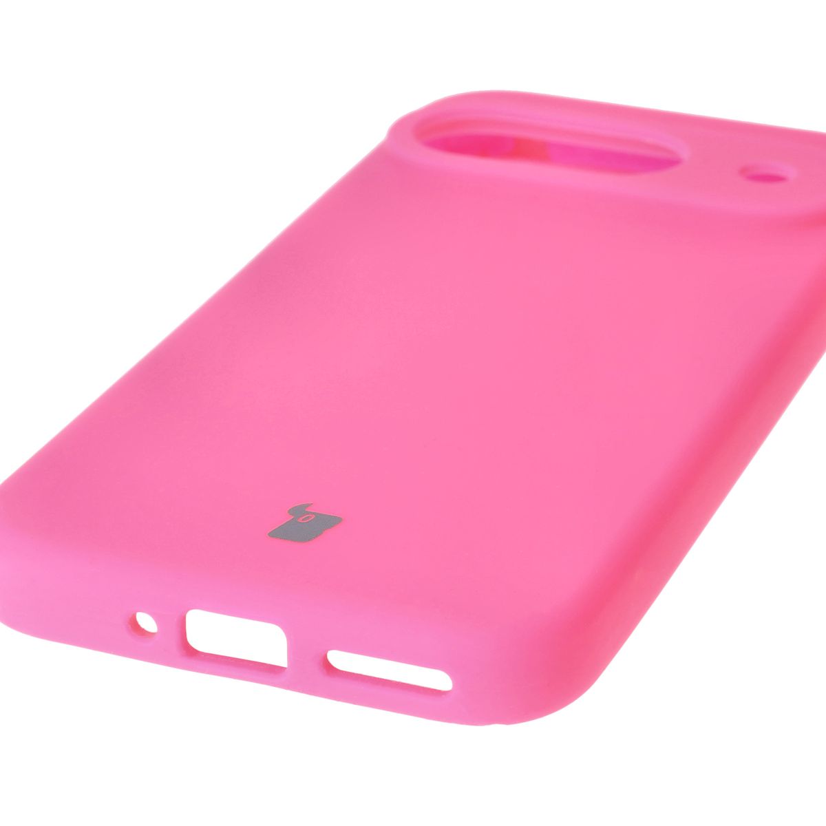 Close-up of precise cutouts and wireless charging capability in Bizon Soft Case