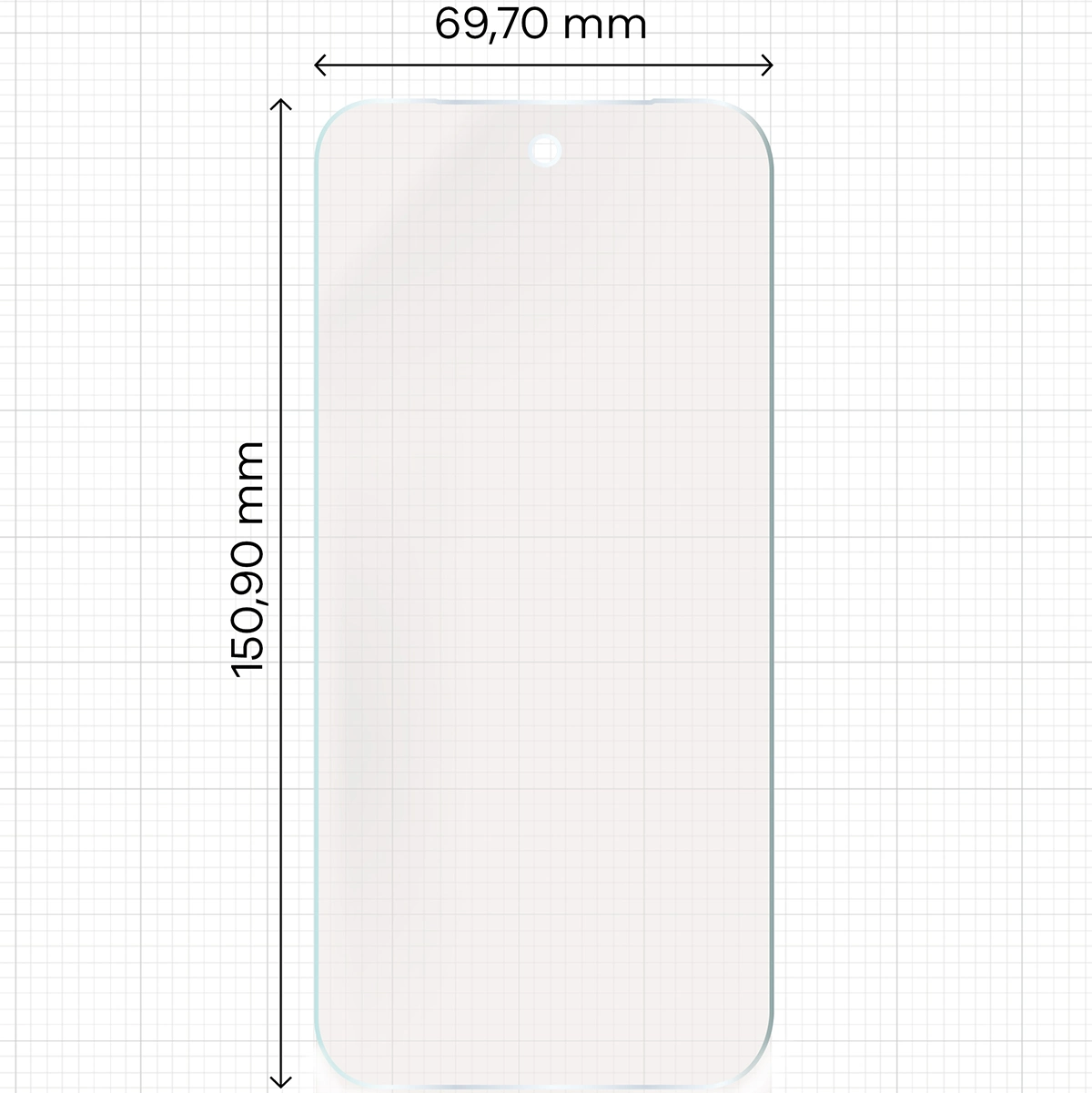 Miarka z wymiarami folii matowej Bizon Glass Film Sun do Google Pixel 9a