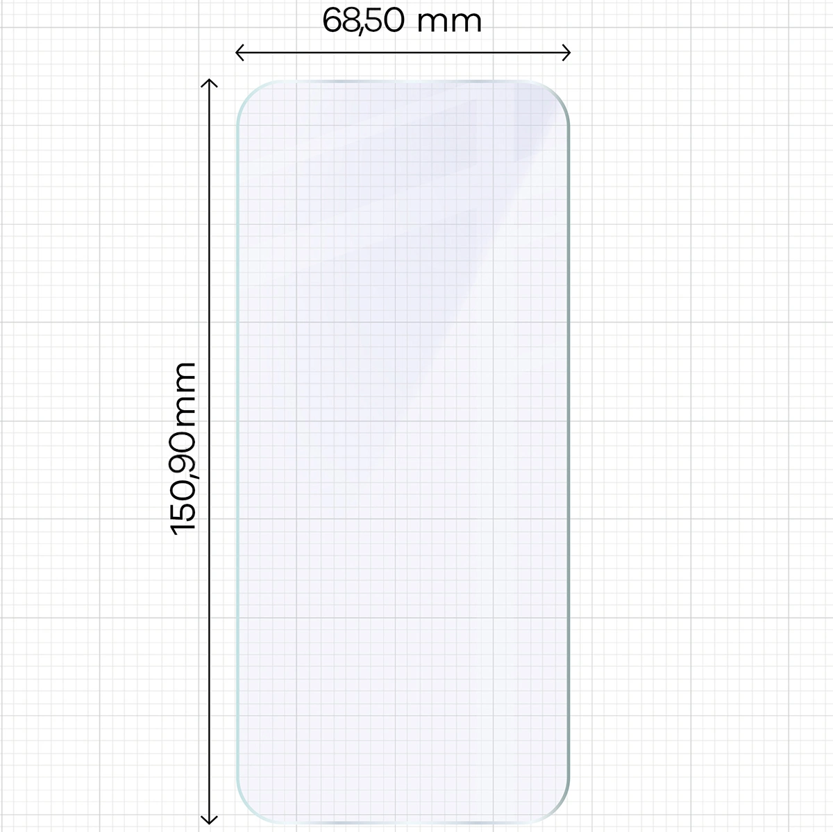 Miarka z wymiarami szkła hybrydowego Bizon Glass Mule Duo do Google Pixel 9a