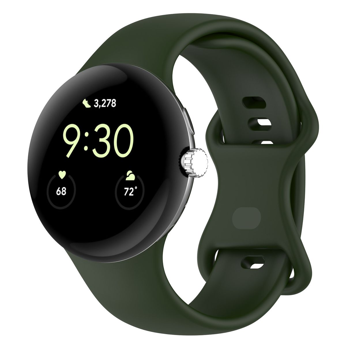 Silikonarmband Bizon Strap Watch Silicone für Google Pixel Watch 3/Watch 2/Watch 1 41mm, dunkelgrün