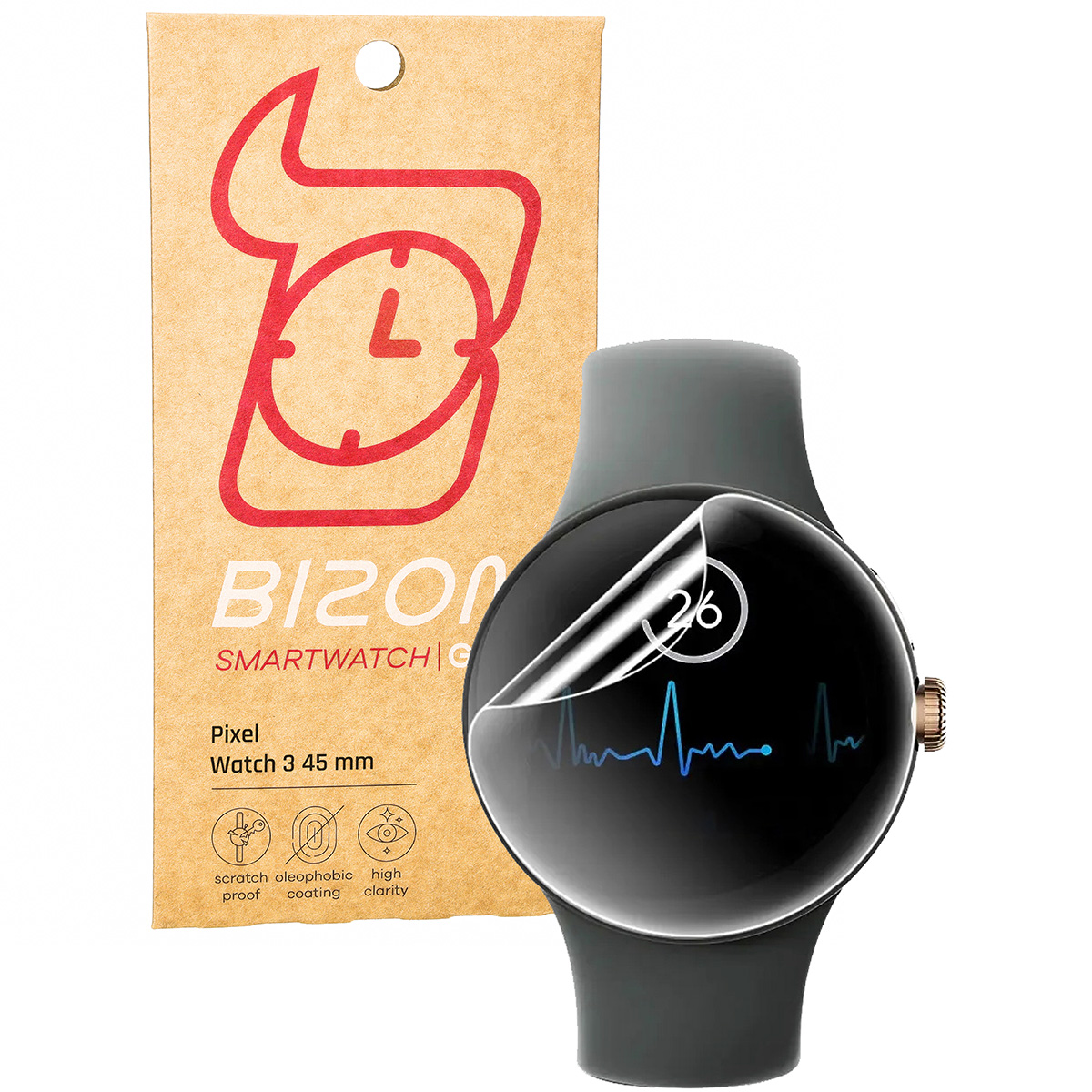 Hydrogel-Folie Bizon Glass Watch Hydrogel für Google Pixel Watch 3 45 mm
