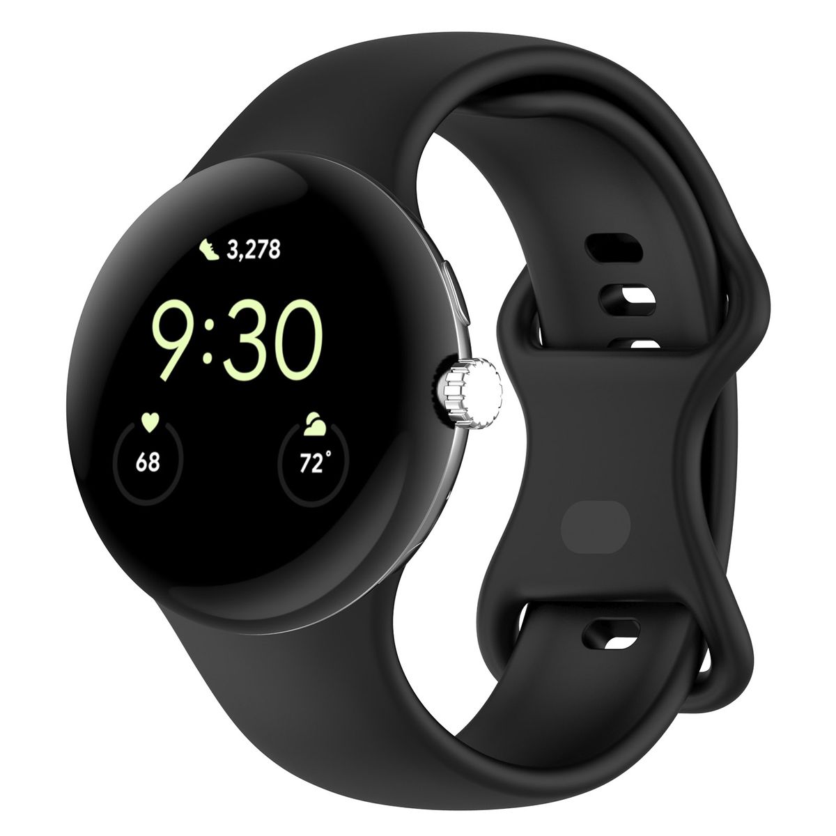 Silikonarmband Bizon Strap Watch Silicone für Google Pixel Watch 3 (45mm), schwarz