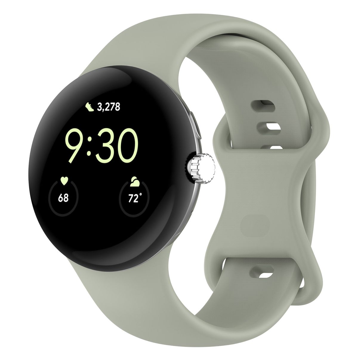 Silikonarmband Bizon Strap Watch Silicone für Google Pixel Watch 3 (45mm), khaki