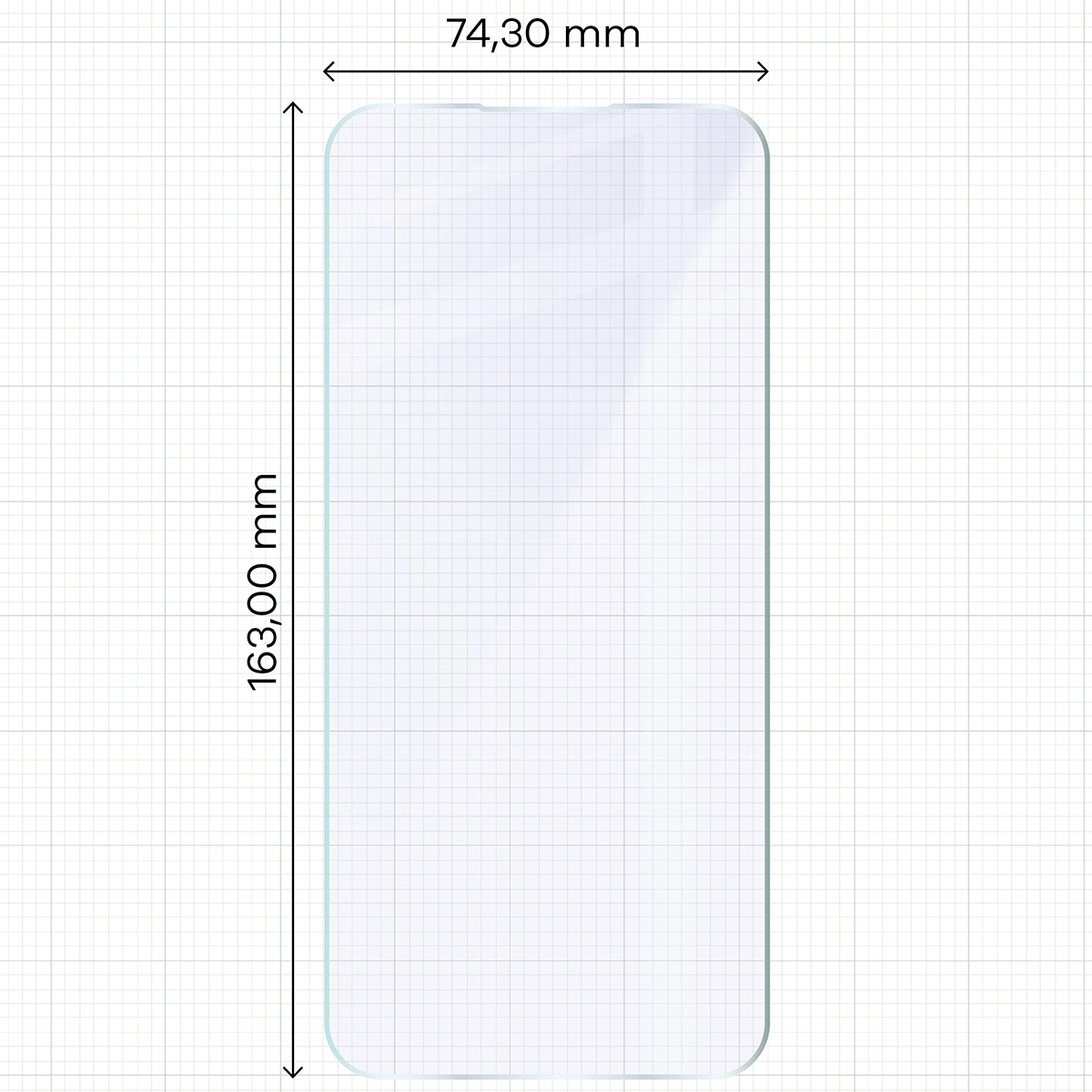 Miarka z wymiarami szkła hybrydowego Bizon Glass Mule do HAMMER Blade V 5G
