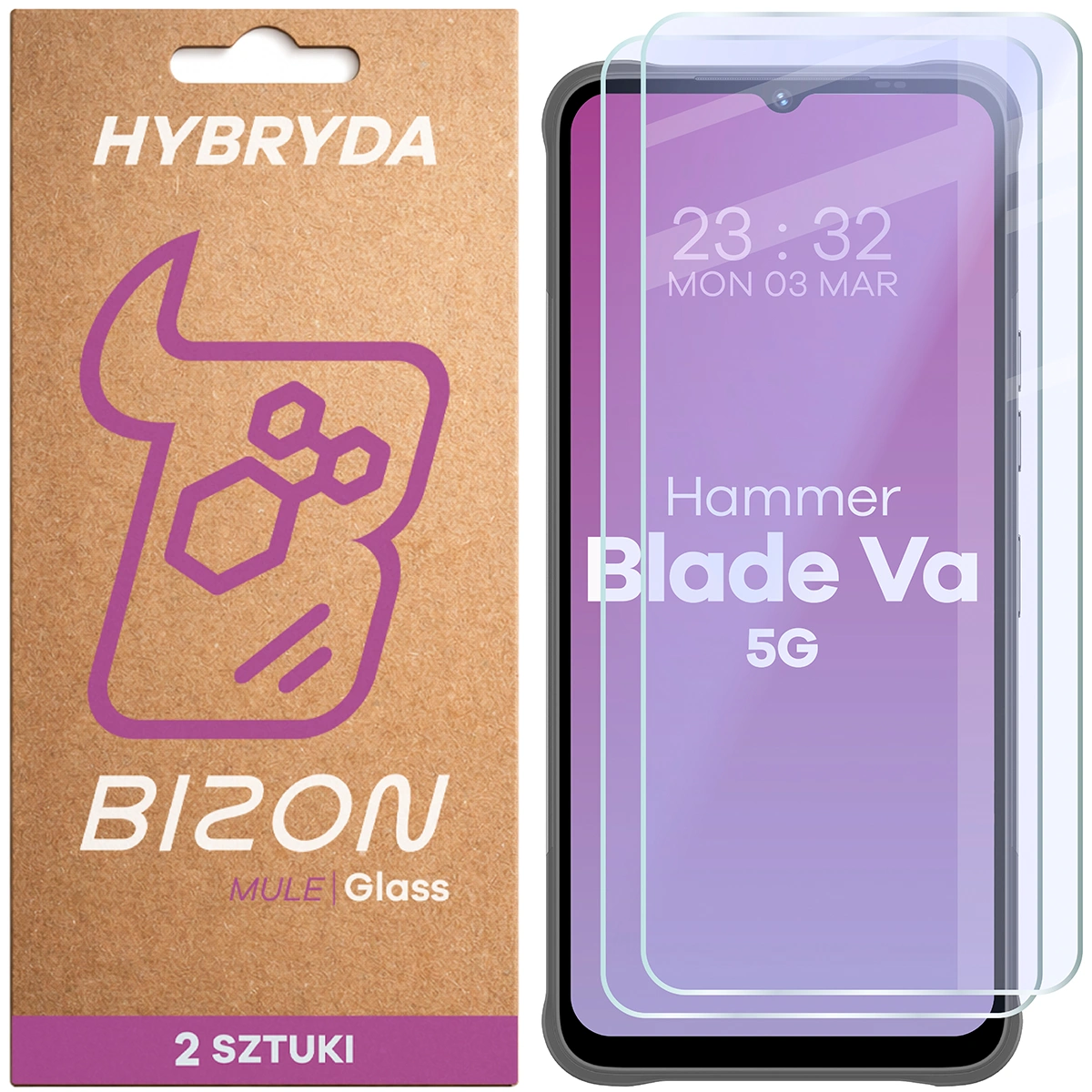 Elastyczne szkło hybrydowe Bizon Glass Mule Duo do HAMMER Blade Va 5G, 2 sztuki