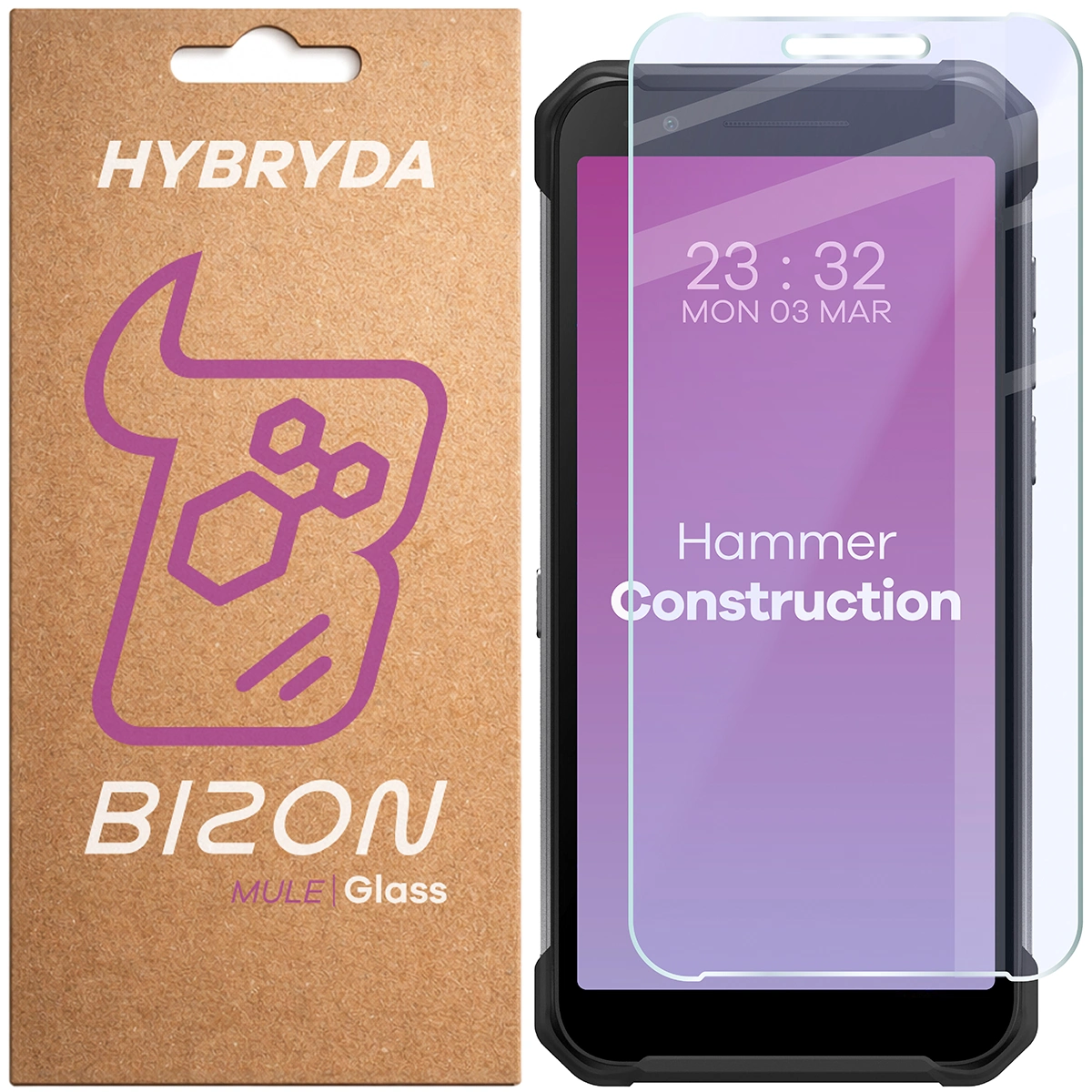 Szkło hybrydowe na ekran Bizon Glass Mule do HAMMER Construction