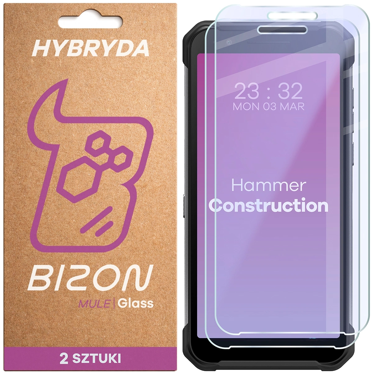 Elastyczne szkło hybrydowe Bizon Glass Mule Duo do HAMMER Construction, 2 sztuki