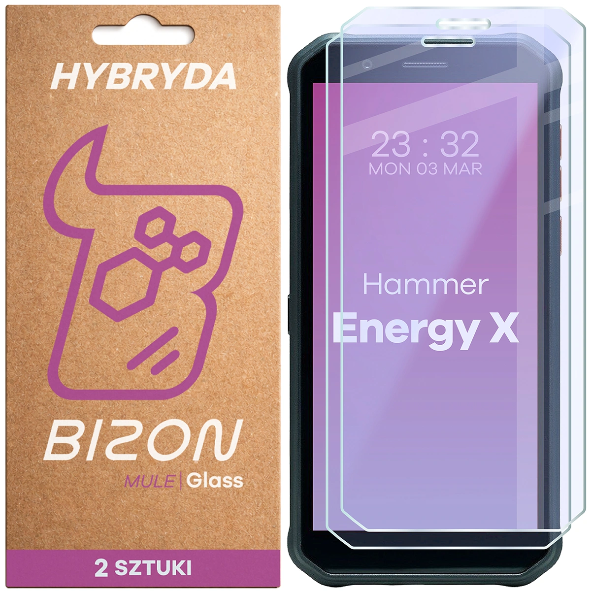 Elastyczne szkło hybrydowe Bizon Glass Mule Duo do HAMMER Energy X, 2 sztuki