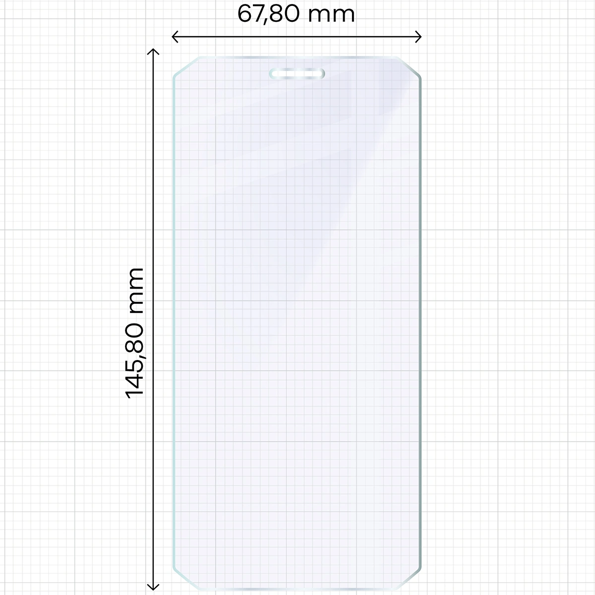 Miarka z wymiarami szkła hybrydowego Bizon Glass Mule Duo do HAMMER Energy X