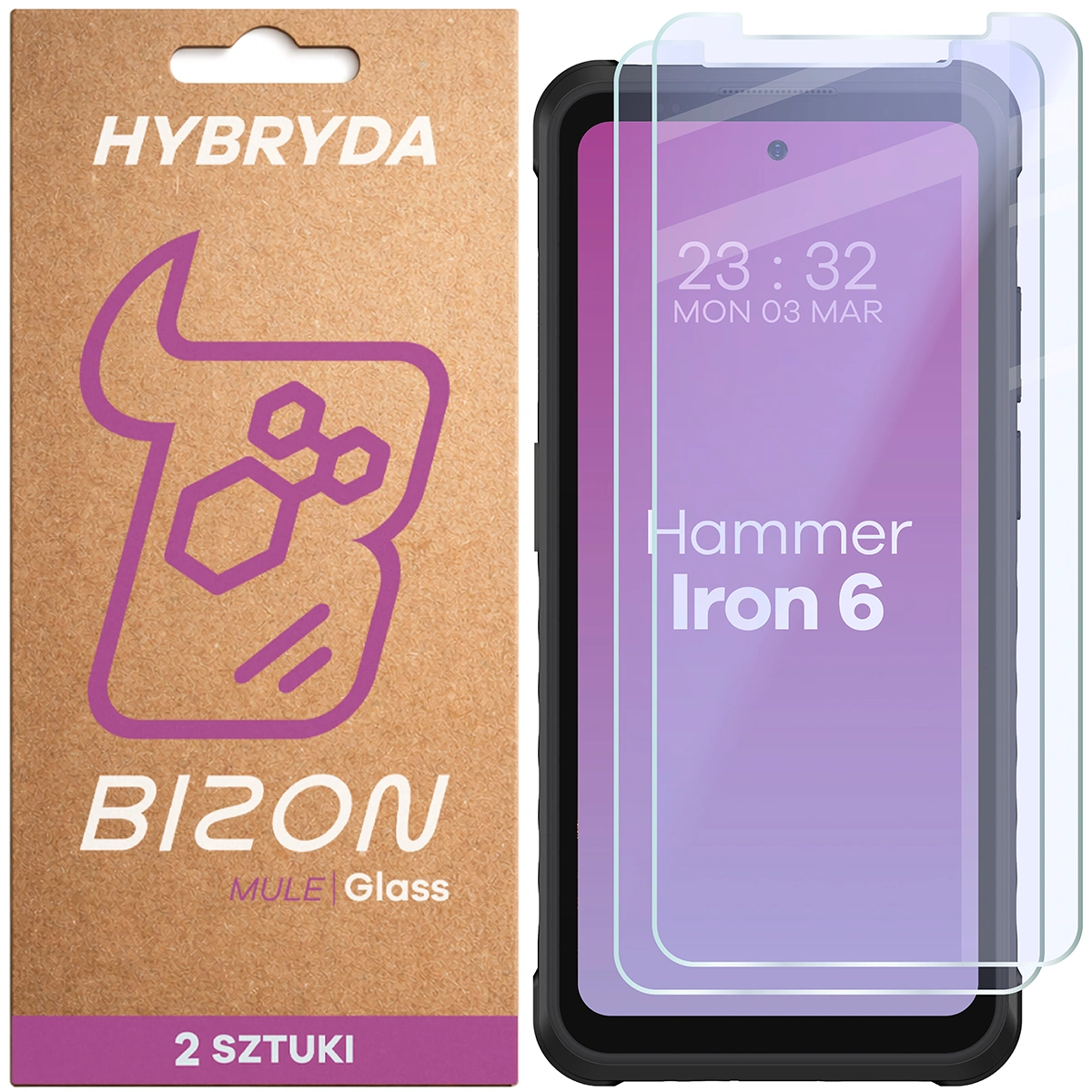 Elastyczne szkło hybrydowe Bizon Glass Mule Duo do HAMMER Iron 6 5G / Iron 6, 2 sztuki