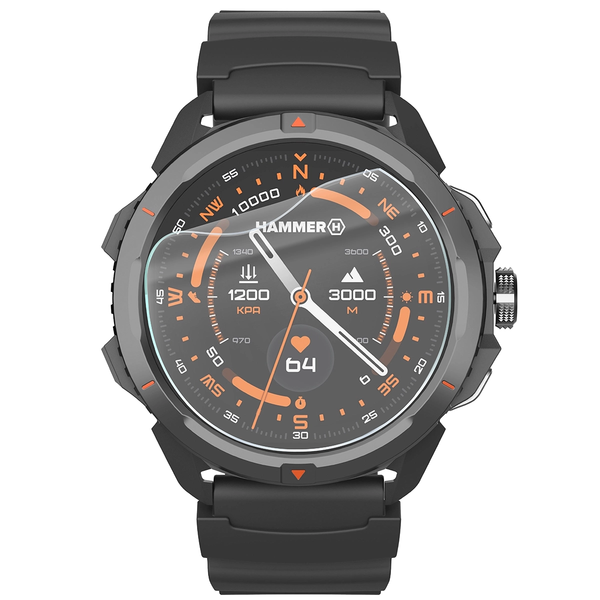 Bizon Watch Film HydroFlex for HAMMER Watch 2 on the watch