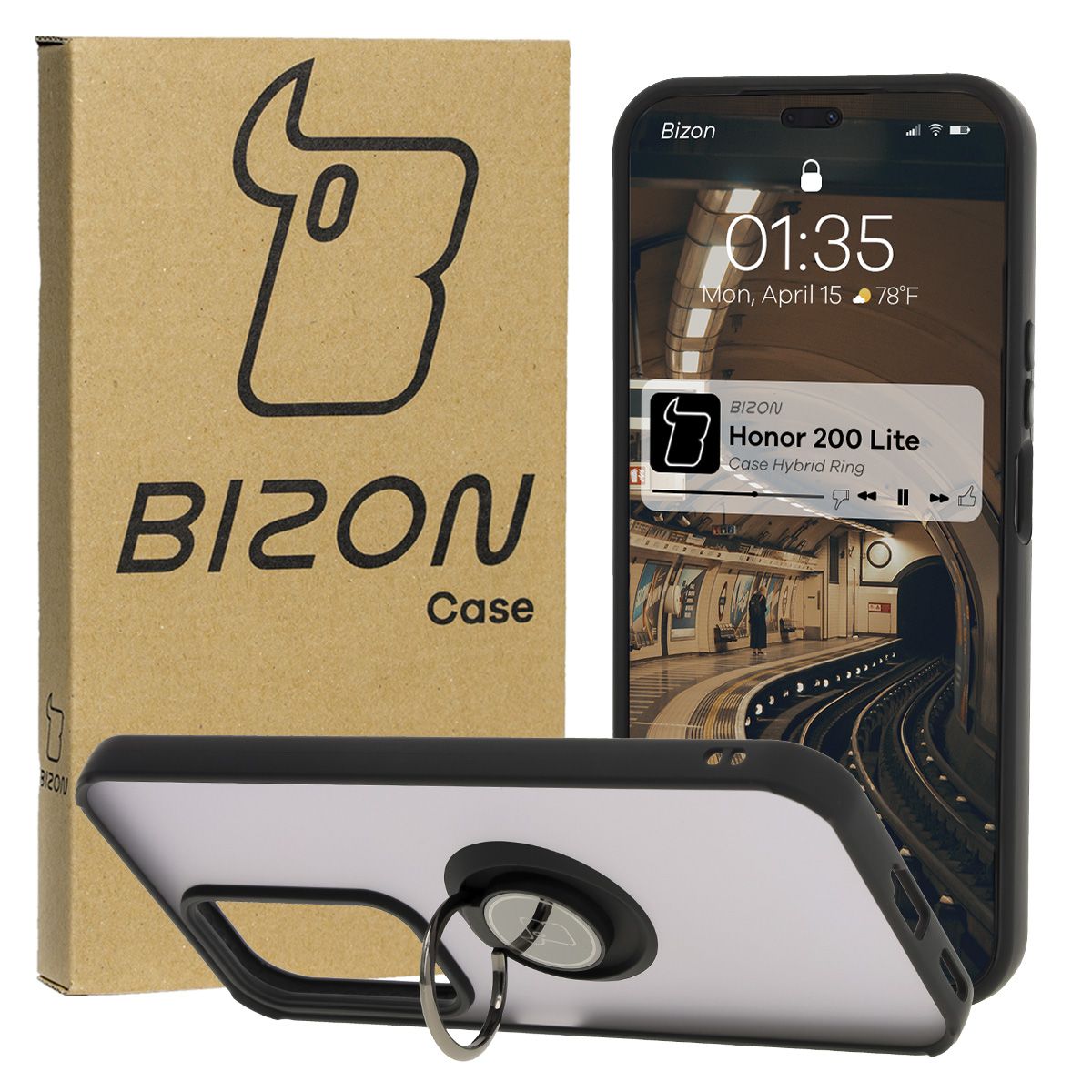 Finger holder case Bizon Case Hybrid Ring for Honor 200 Lite