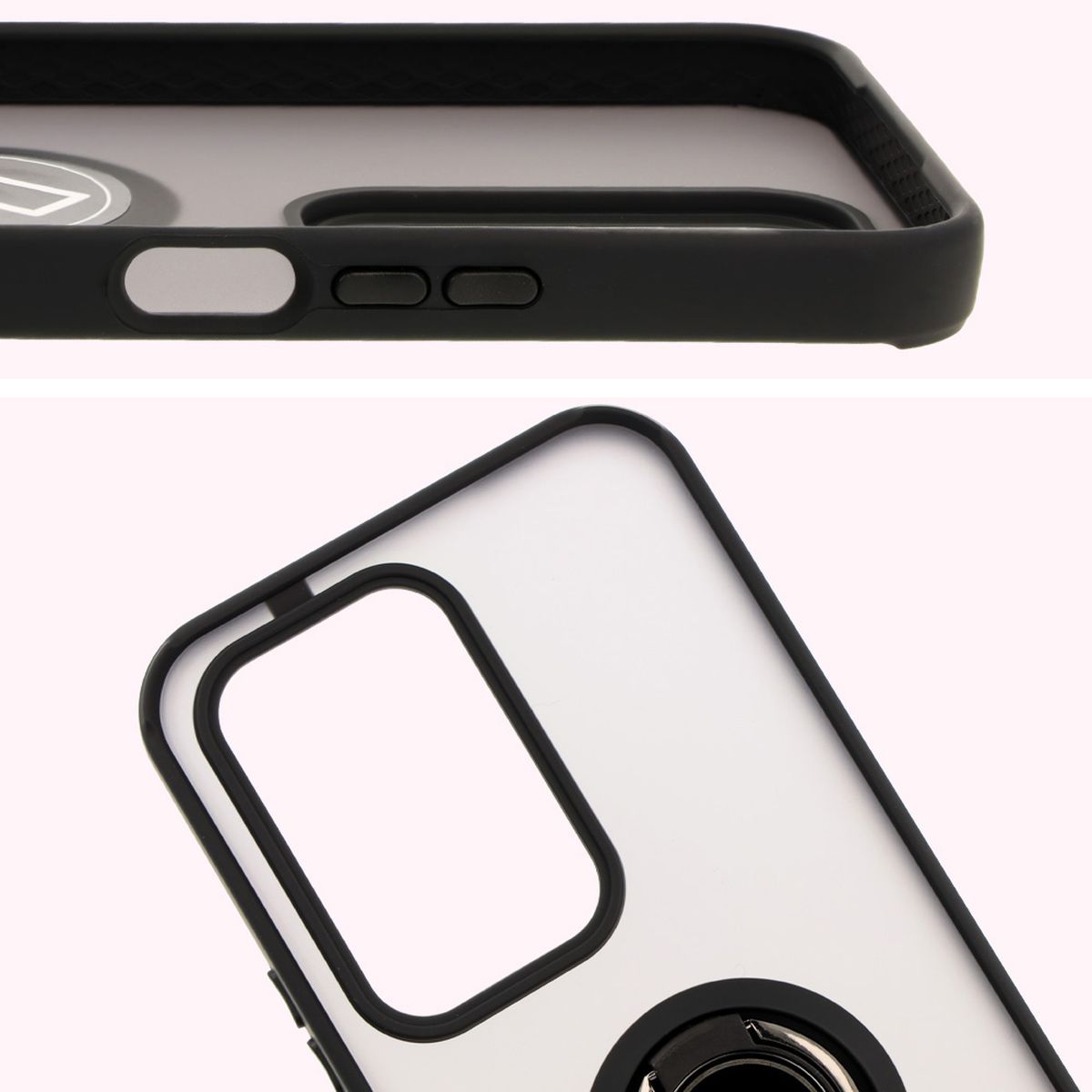 Close-up of raised edges around the display and camera island in Bizon Hybrid Ring case