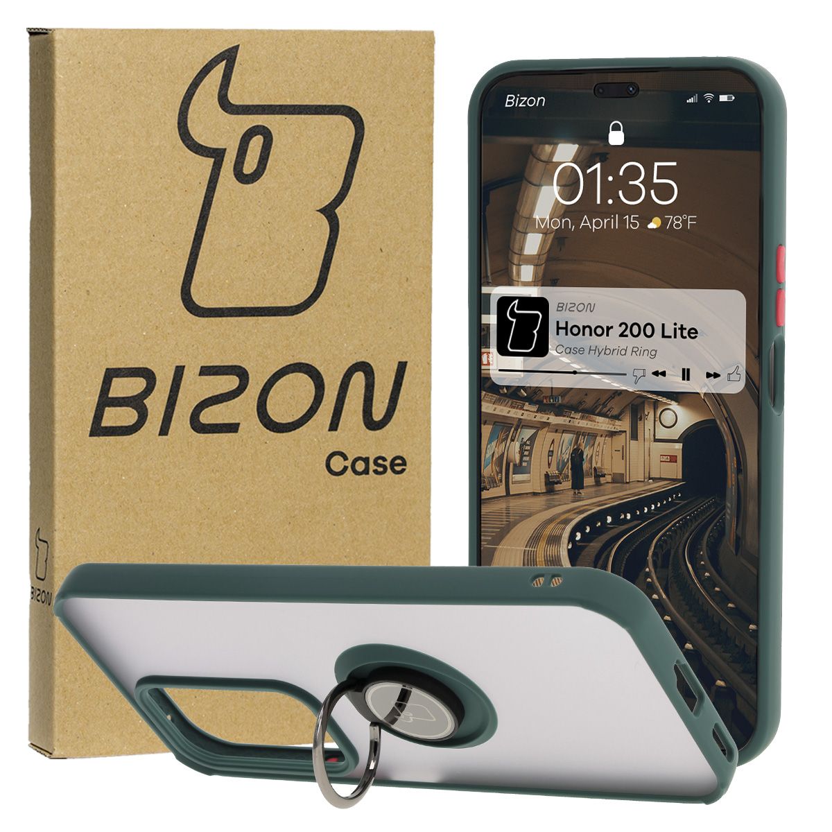 Finger Grip Case Bizon Case Hybrid Ring for Honor 200 Lite