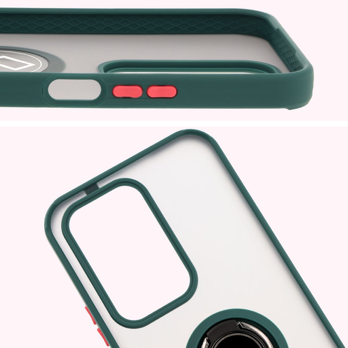 Close-up of raised edges around the display and camera island in Bizon Hybrid Ring case