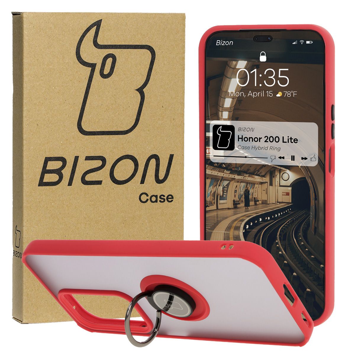 Fingerhalteretui Bizon Case Hybrid Ring für Honor 200 Lite
