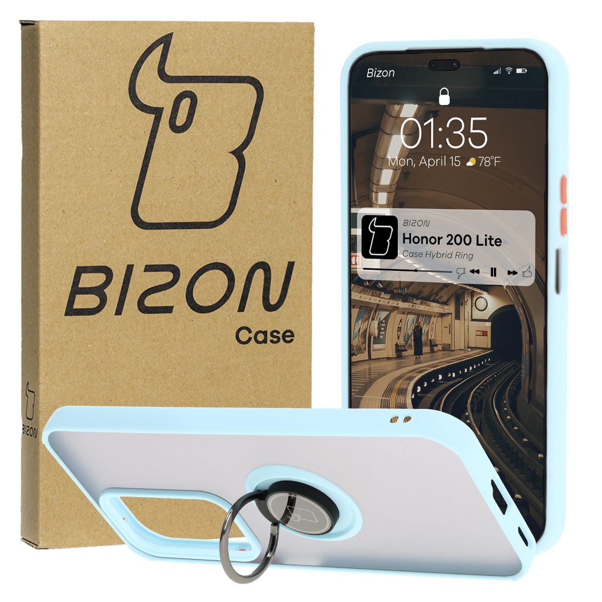Finger Grip Case Bizon Case Hybrid Ring for Honor 200 Lite