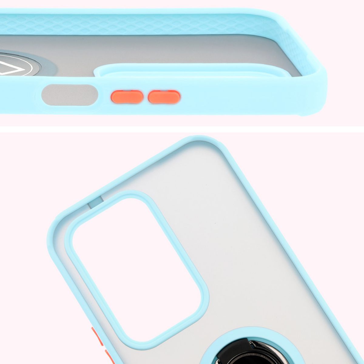 Close-up of raised edges around the display and camera island in Bizon Hybrid Ring case