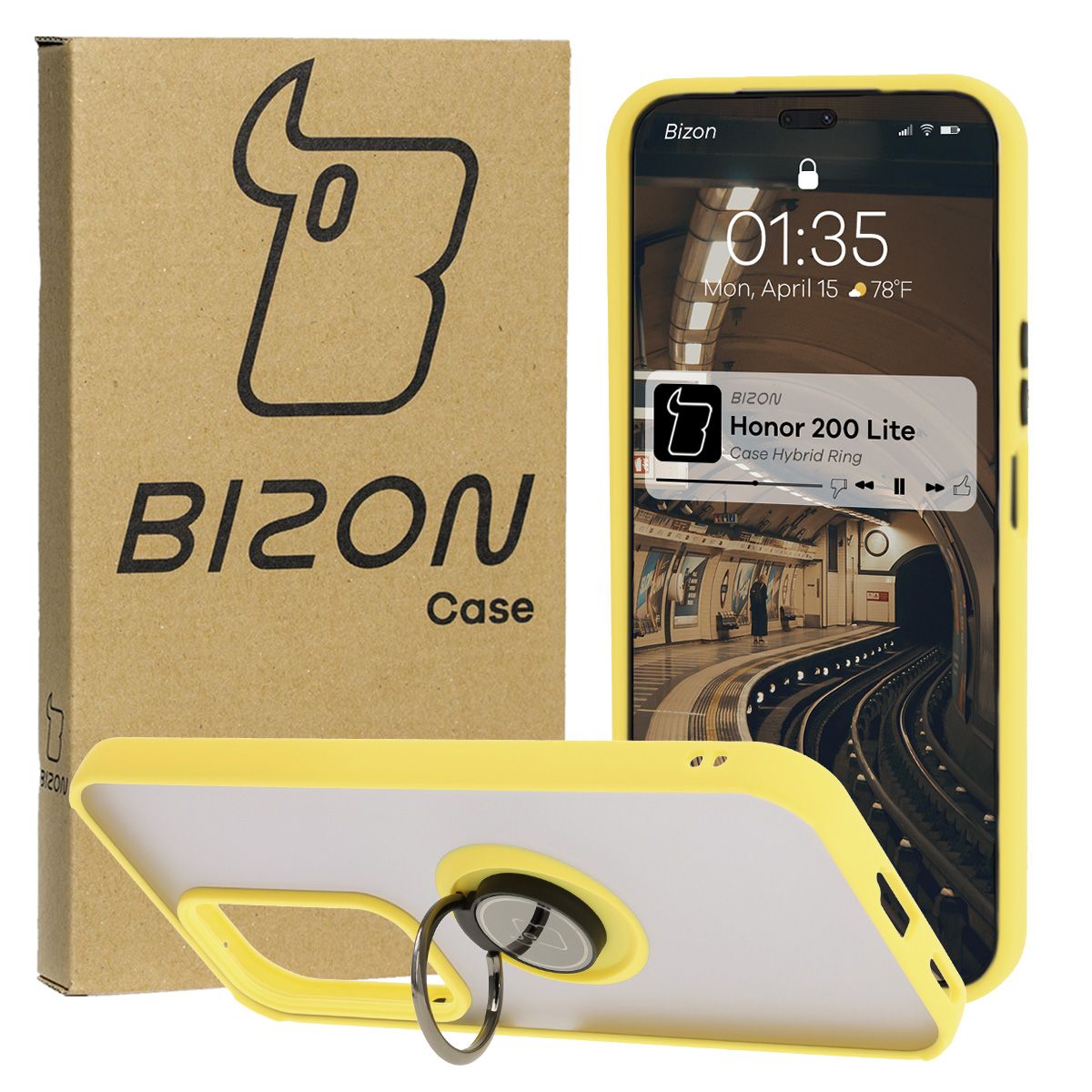 Fingerhalter-Hülle Bizon Case Hybrid Ring für Honor 200 Lite