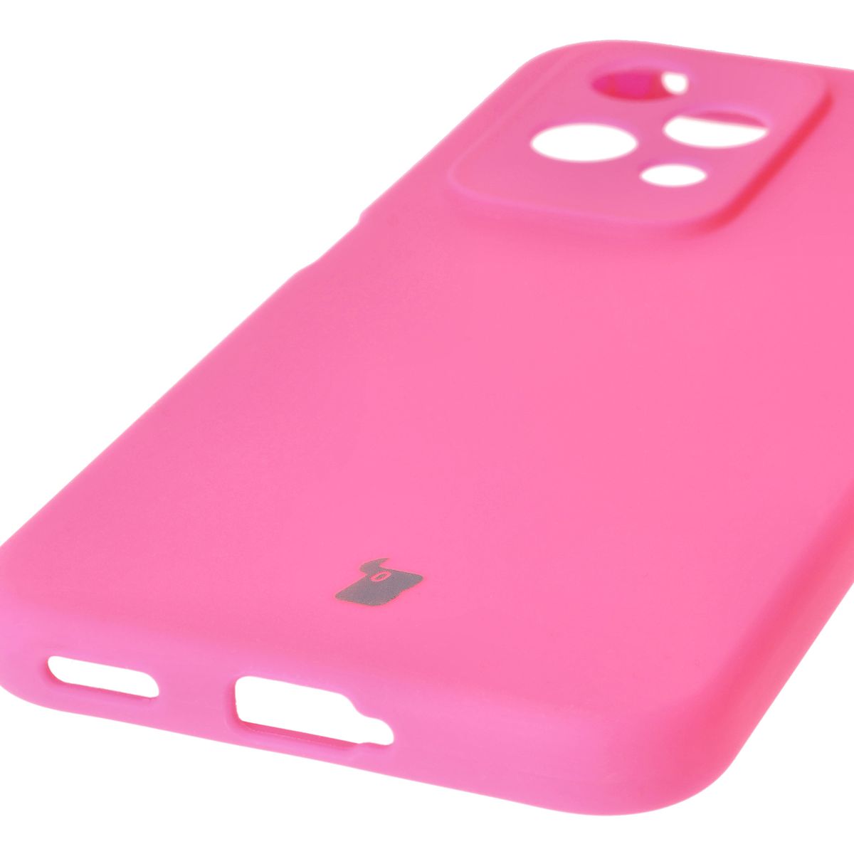 Close-up of precise cutouts and wireless charging capability in Bizon Soft Case