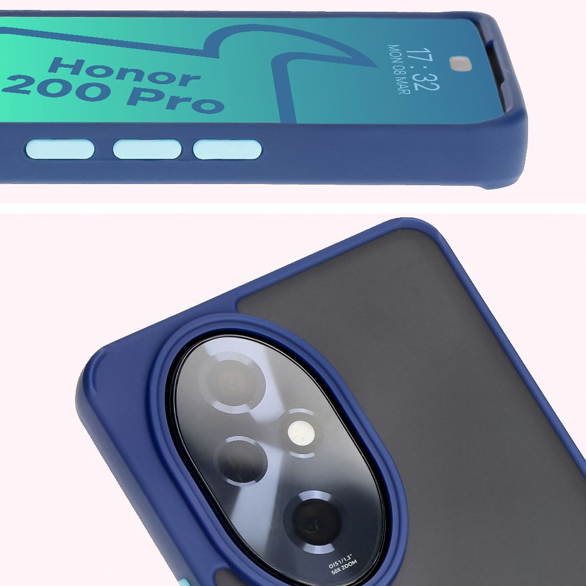 Close-up of raised edges around the display and camera island in Bizon Hybrid Ring case