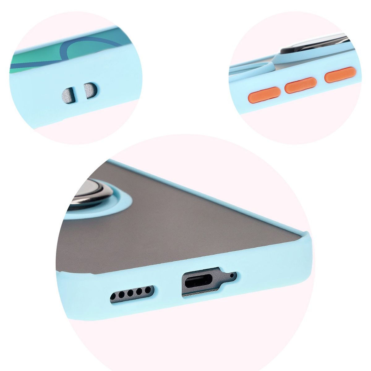 Präzise Aussparungen, integrierte Abdeckungen und Aussparung für das Band in der Bizon Case Hybrid Ring Hülle