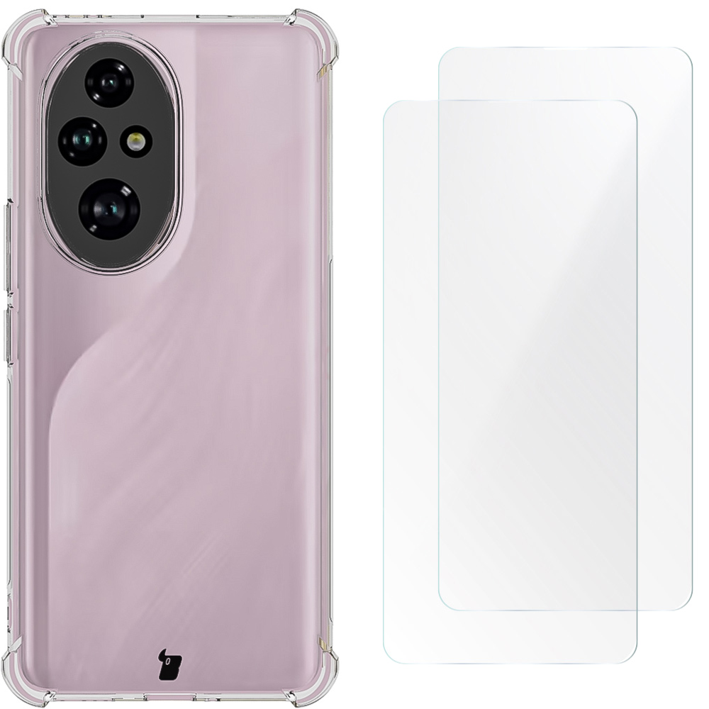 Flexible case + 2x screen film Bizon Case Clear Pack for Honor 200 Pro, transparent