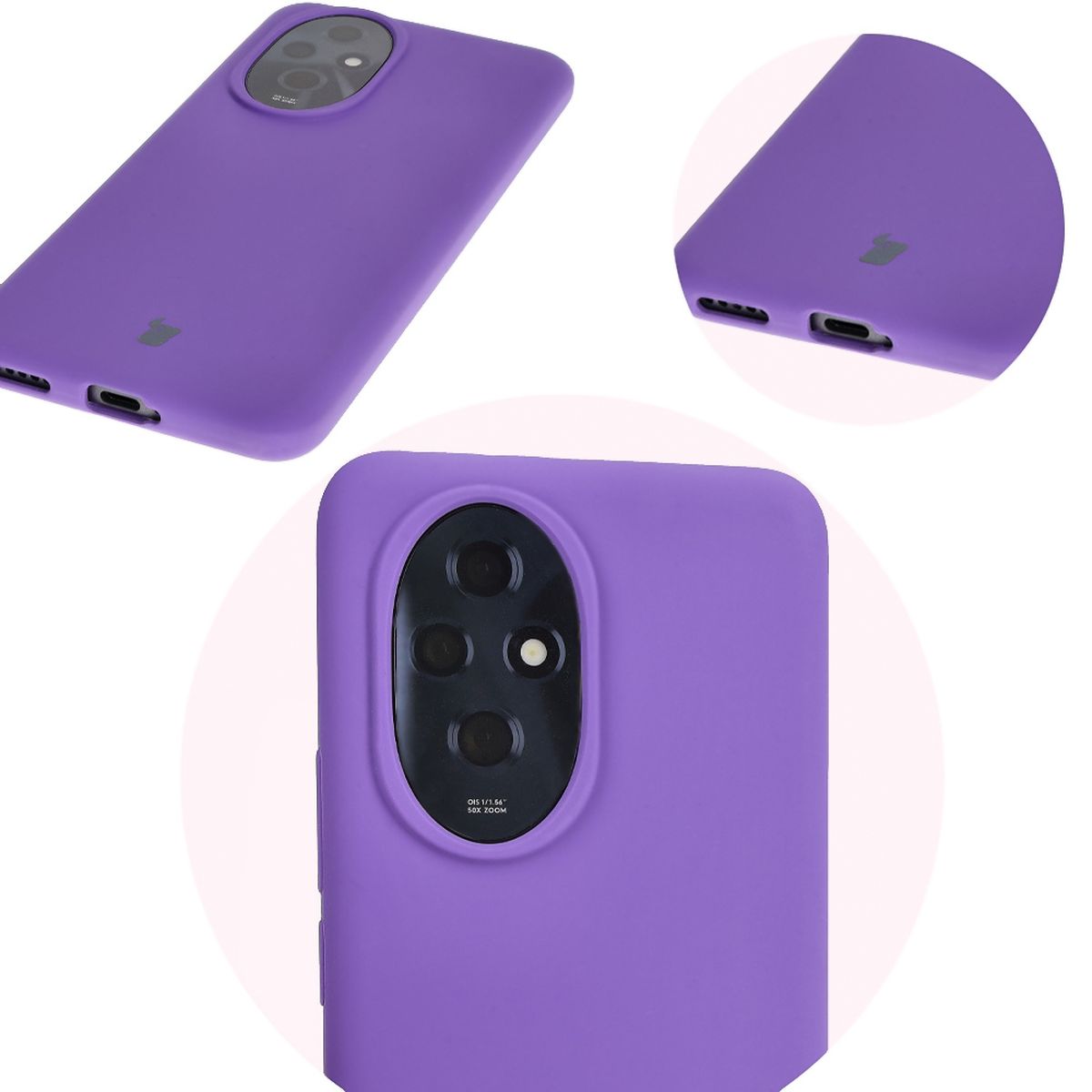 Nahaufnahme der präzisen Ausschnitte und der Möglichkeit des induktiven Ladens in der Bizon Soft Case