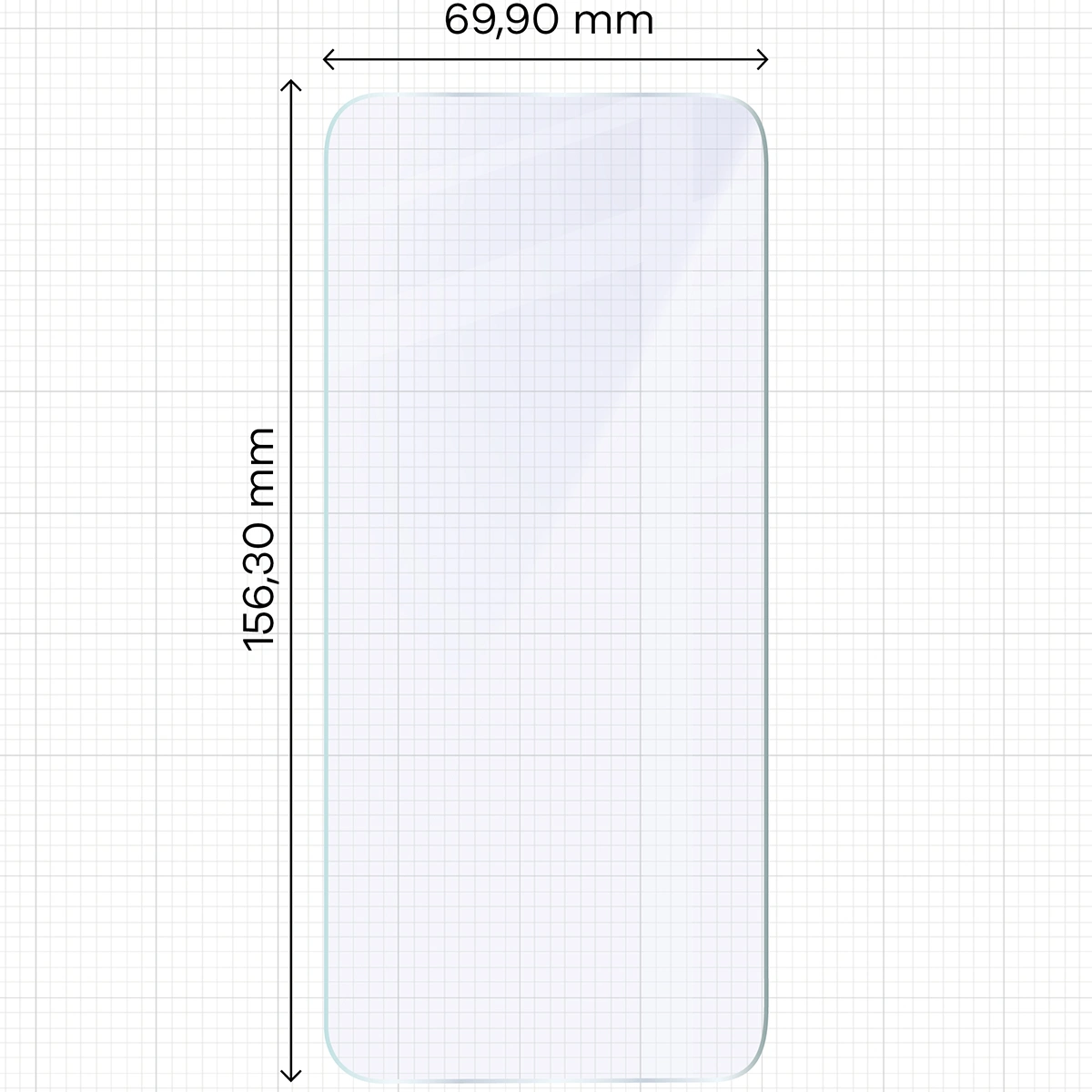 Miarka z wymiarami szkła hybrydowego Bizon Glass Mule