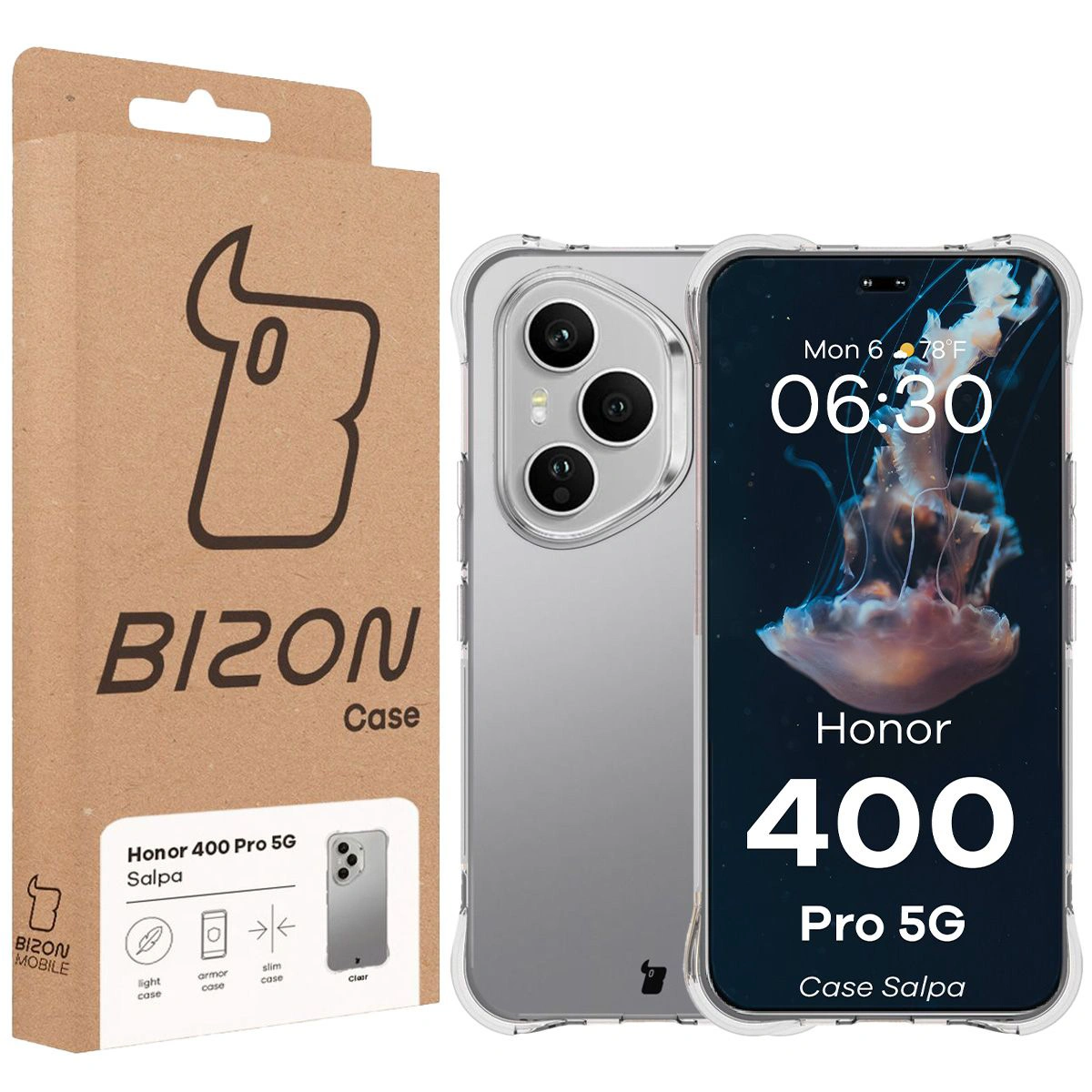 Front of the Bizon Case box with a dedicated label for Honor 400 Pro 5G
