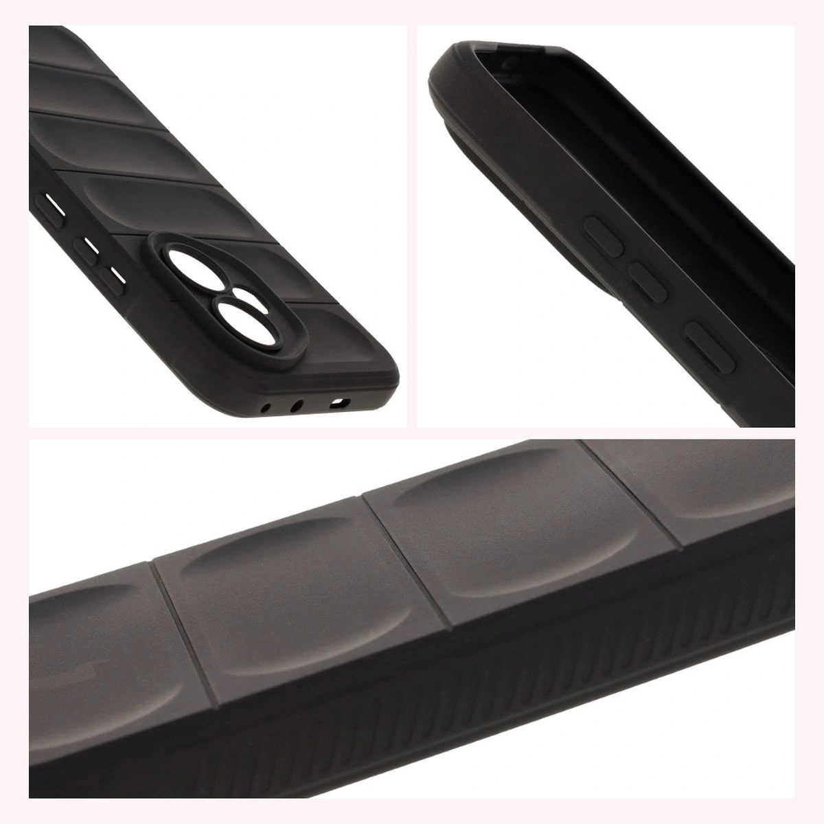 Teksturowane boki i podwyższone krawędzie ekranu i aparatu w etui Bizon Case Tur do Honor 400 5G