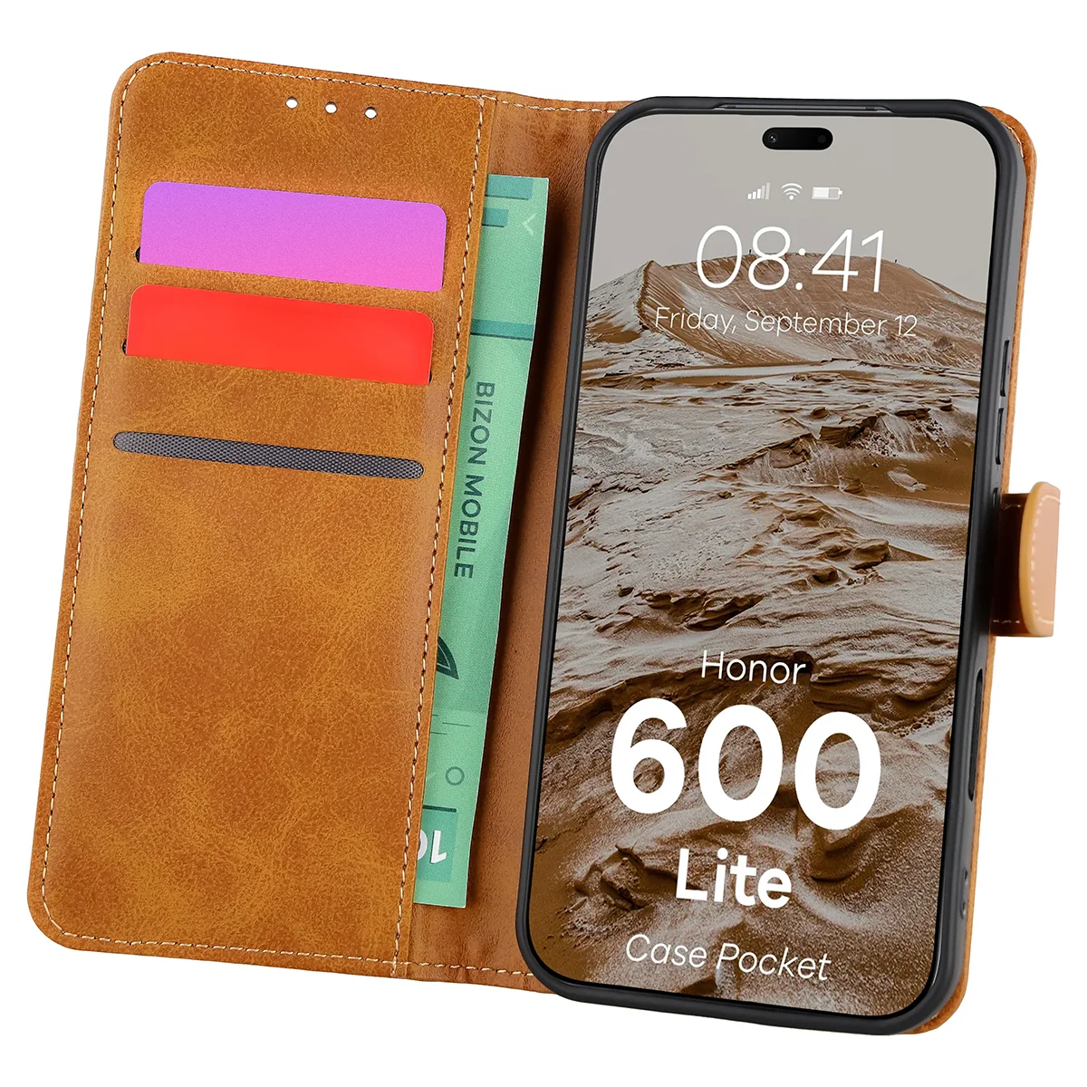 Flap case with card slots Bison Case Pocket for Honor 600 Lite 5G