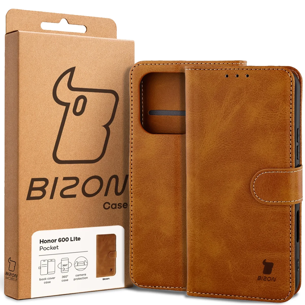Front of the Bison Case box with a dedicated label for Honor 600 Lite 5G
