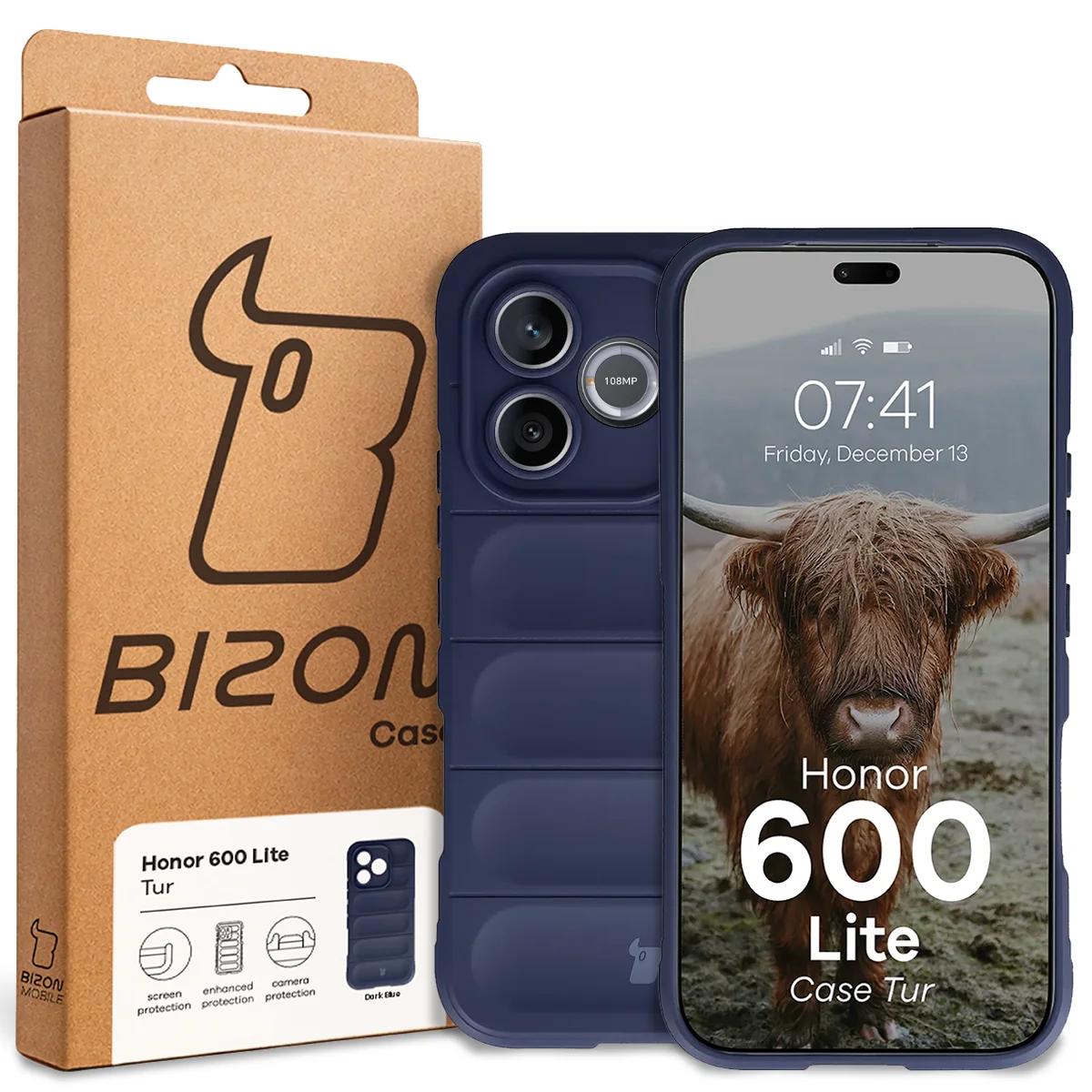 Front of the Bison Case box with a dedicated label for Honor 600 Lite 5G