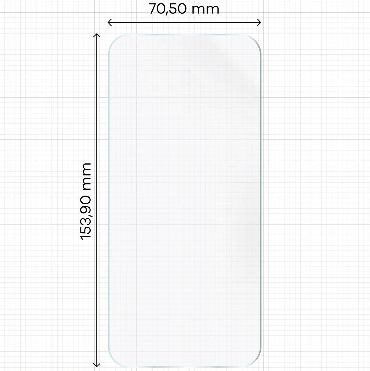 Miarka z wymiarami folii hydrożelowej Bizon Film Hydrogel Front do Honor 600 Lite 5G