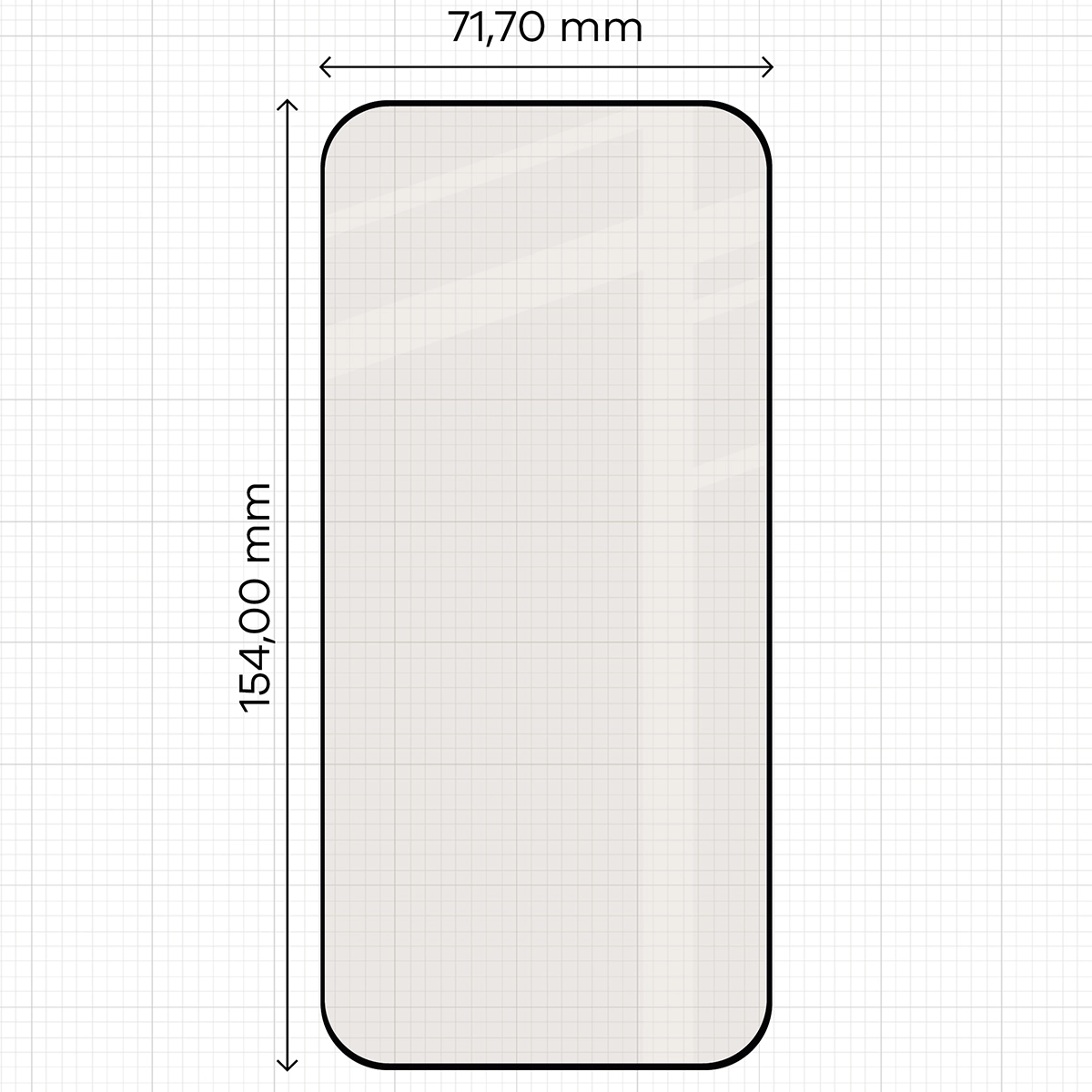 Measuring tape with dimensions of Bizon Glass Matte for Honor 600 Lite 5G