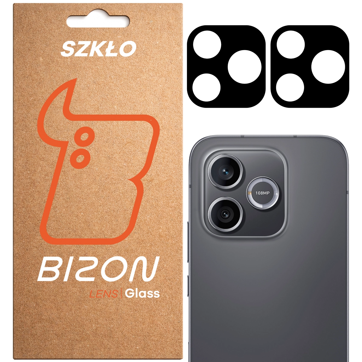 Pudełko i 2 sztuki szkła na aparat Bizon Glass Lens do Honor 600 Lite 5Gi