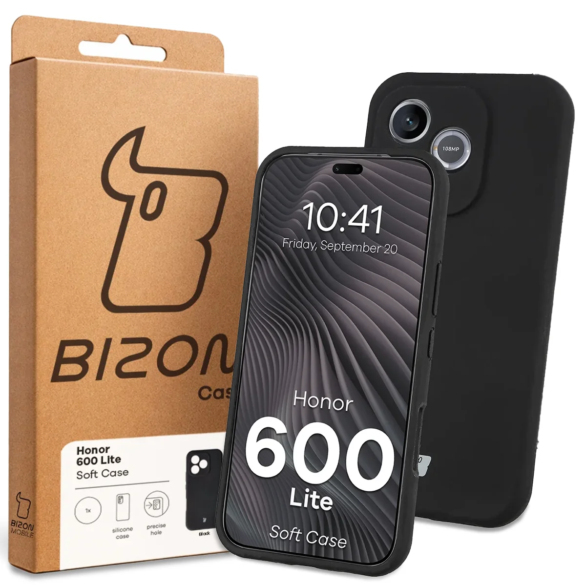 Front of the Bison Case box with a dedicated label for Honor 600 Lite 5G