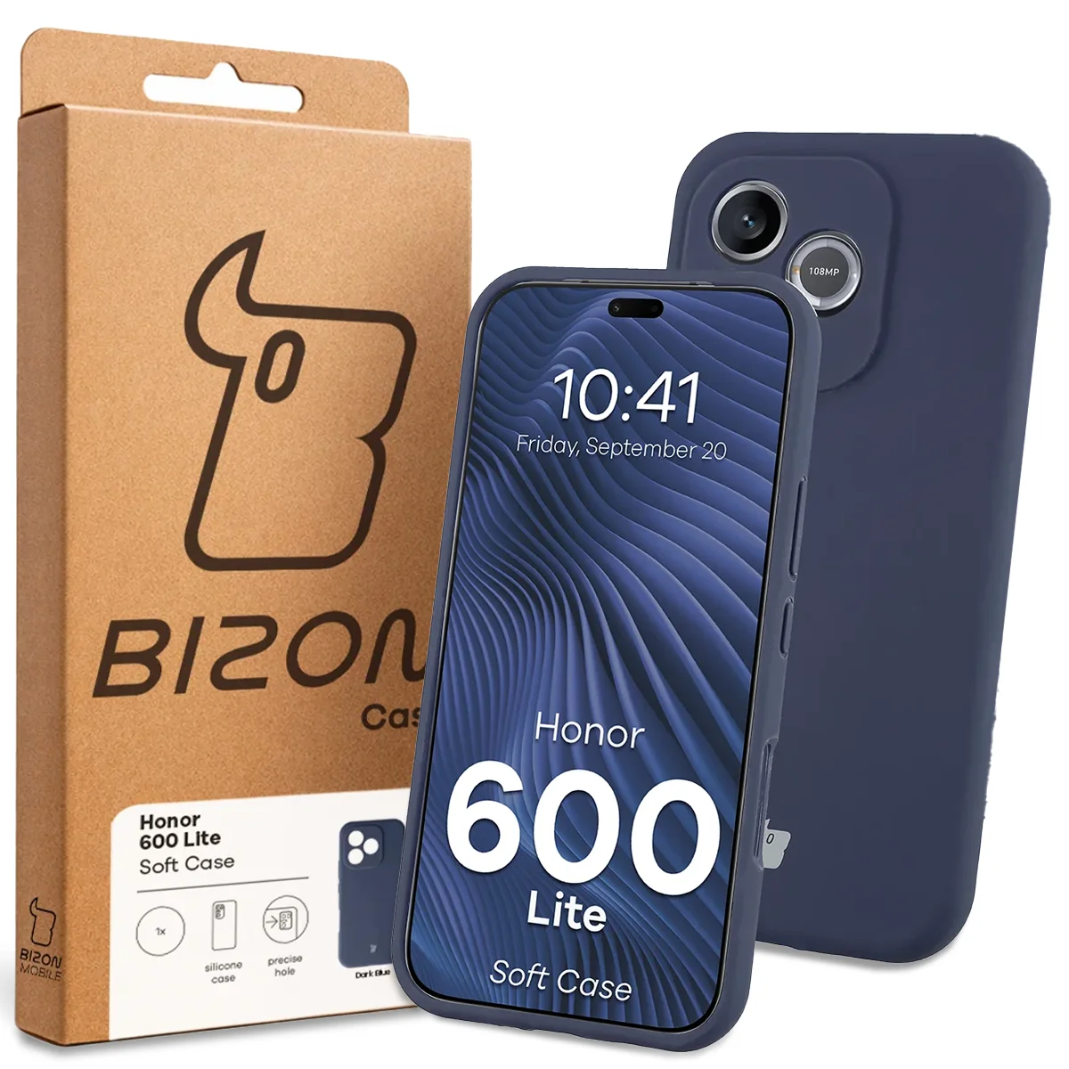 A Bizon Case doboz eleje, dedikált címkével az Honor 600 Lite 5G-hez