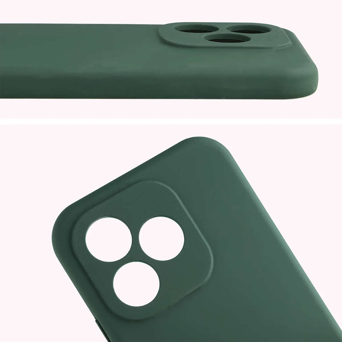 Közelkép a lencse kivágásokról a Bizon Soft Case tokban a Honor 600 Lite 5G-hez
